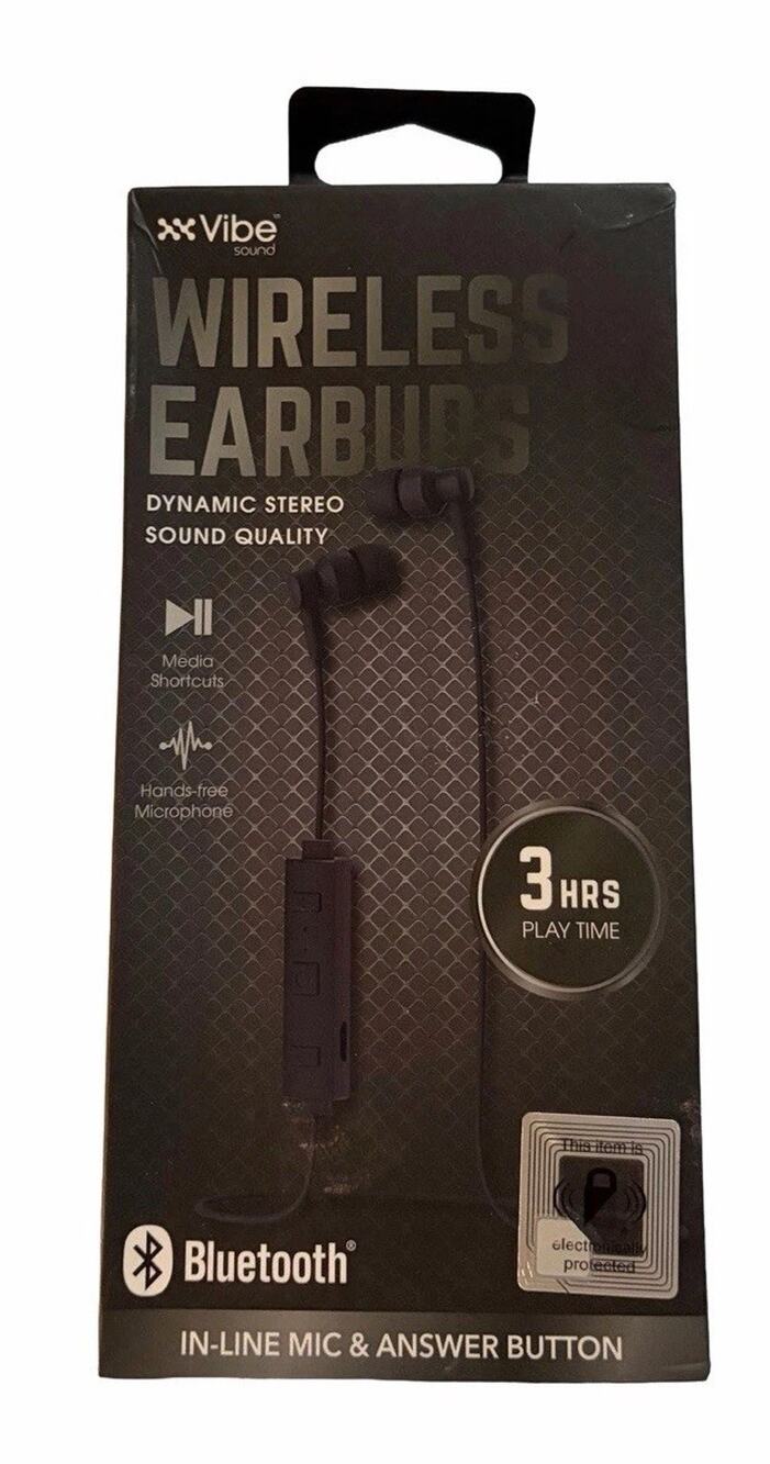 Vibe Sound Bluetooth 5.1 Wireless In-Ear Earbuds Headphones w/ Mic Black New